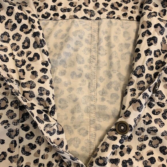 Caslon Leopard Print Utility Jacket Womens S Small Button Front Mandarin Collar - Picture 8 of 12